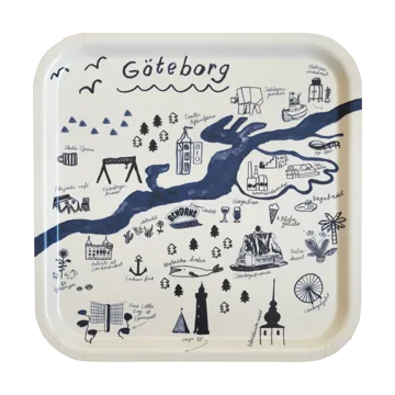 Gothenburg tray 32x32 cm - White-Blue - Fine Little Day