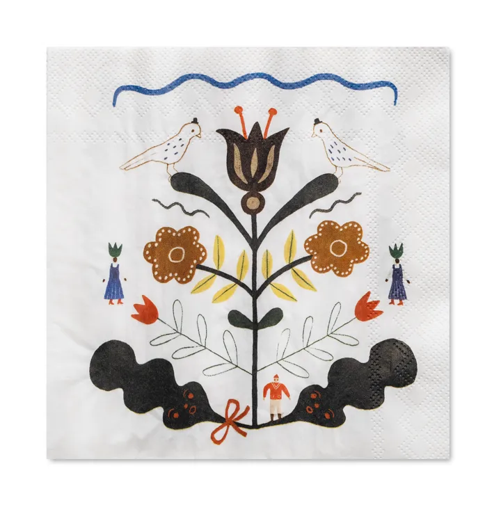 Kurbits napkin 33x33 cm 25 pack - White-multi - Fine Little Day