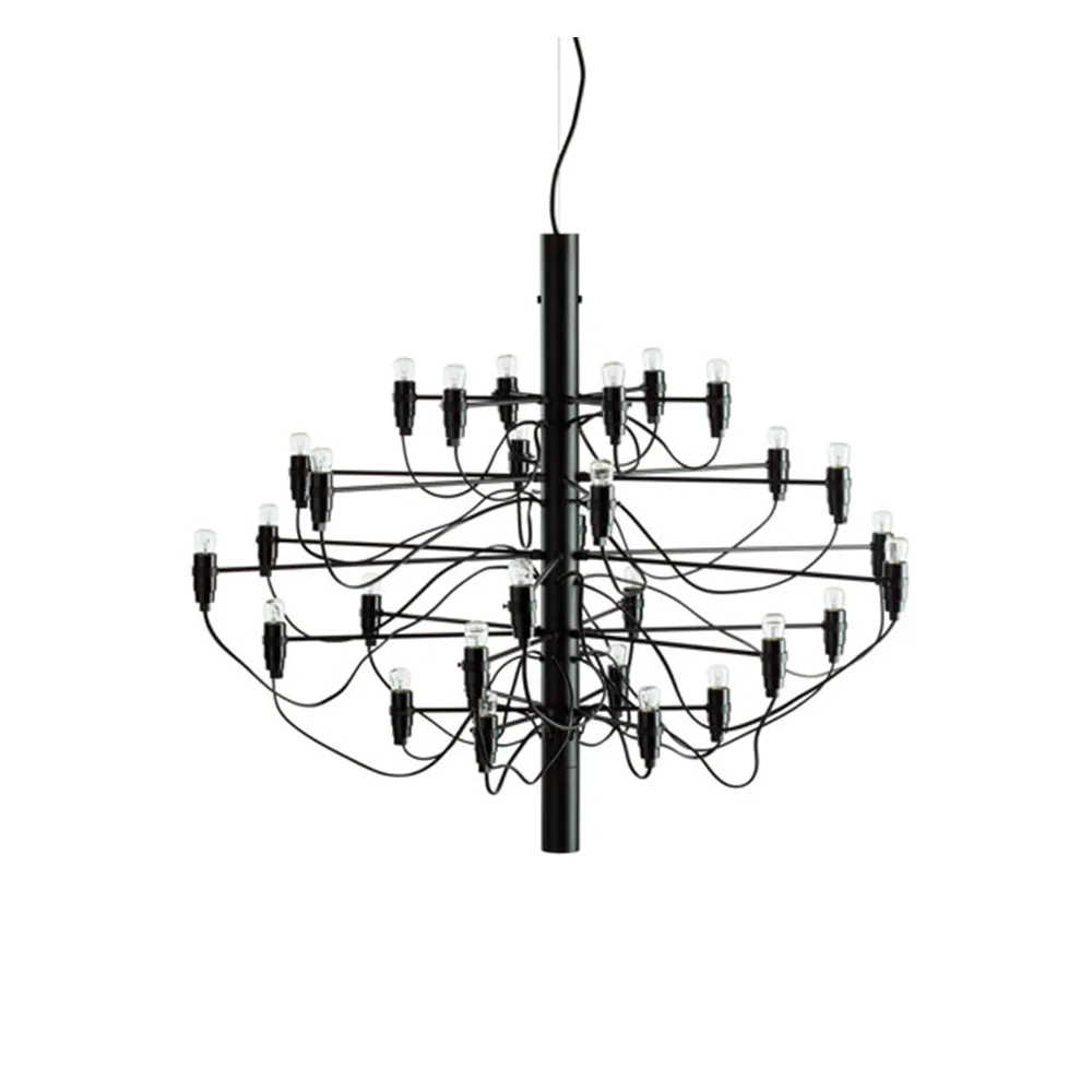 2097 Sarfatti chandelier LED, Matte Black 30 lamps Flos