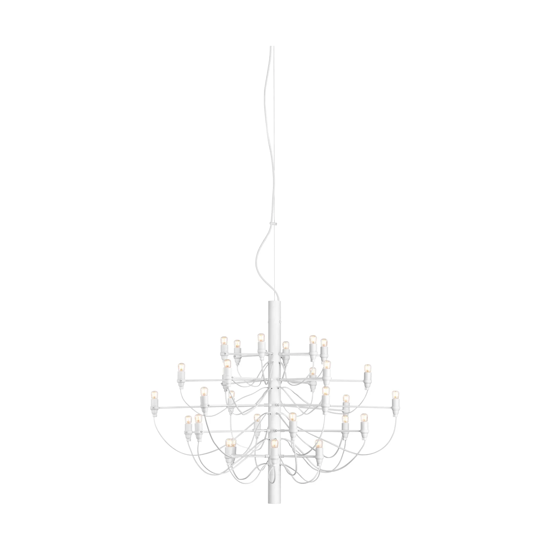 2097 Sarfatti chandelier LED, Matte White 30 lamps Flos