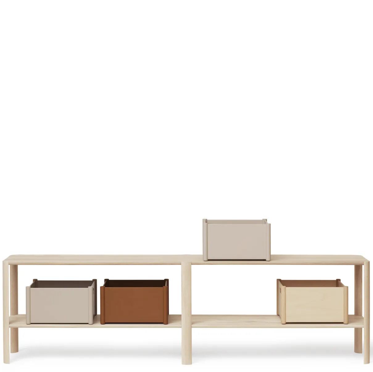Leaf shelf 2 shelves 57x200 cm, White oak Form & Refine