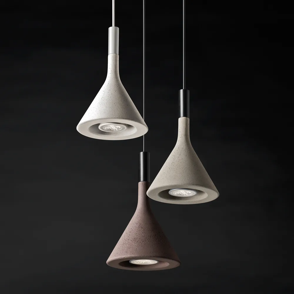 Aplomb mini pendant, White, bianco concrete Foscarini