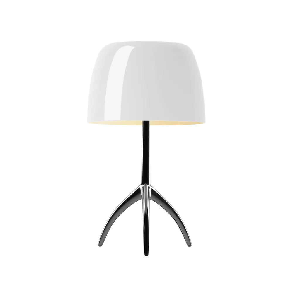 Lumiere Grande Dimmable table lamp, White, black chrome Foscarini