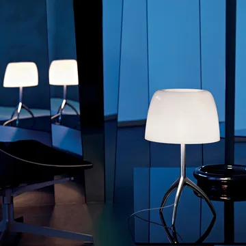 Lumiere Piccola Dimmable table lamp - Cherry red shade–black chrome base - Foscarini