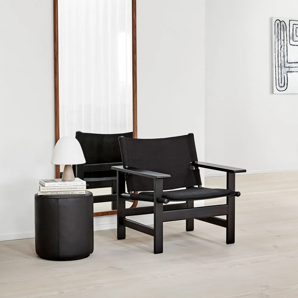 Mono seat pouf, Grand linen beige, Ø39 cm Fredericia Furniture