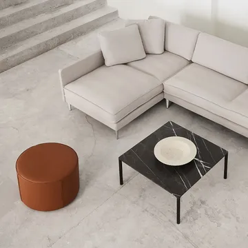 Mono seat pouf - Grand linen beige, Ø39 cm - Fredericia Furniture