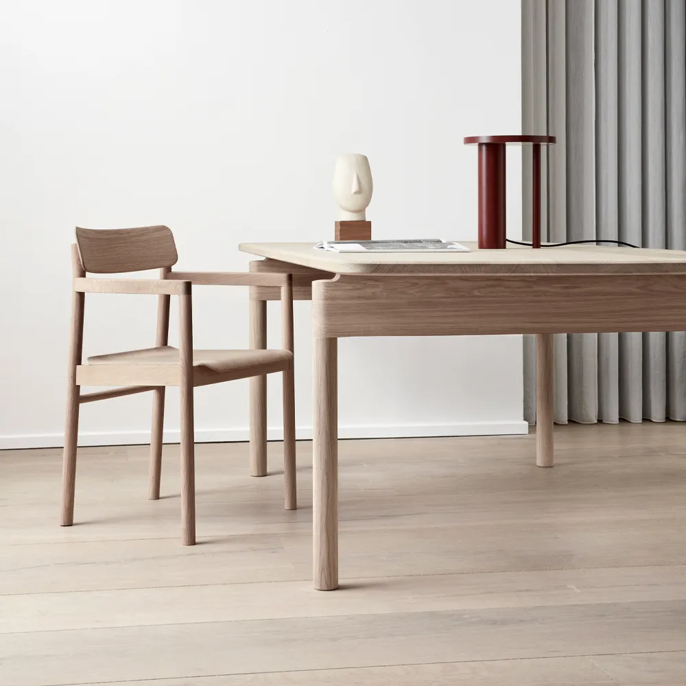 Post 6438 dining table, Light oiled oak, 100x225 cm Fredericia Furniture