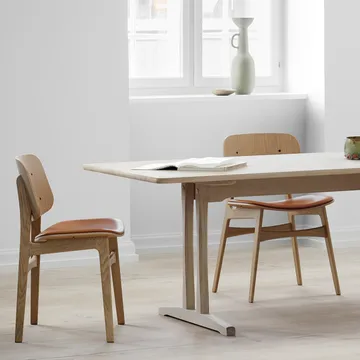 Søborg 3051 wood chair upholstered seat - Leather Omni black-black lacquer. oak - Fredericia Furniture