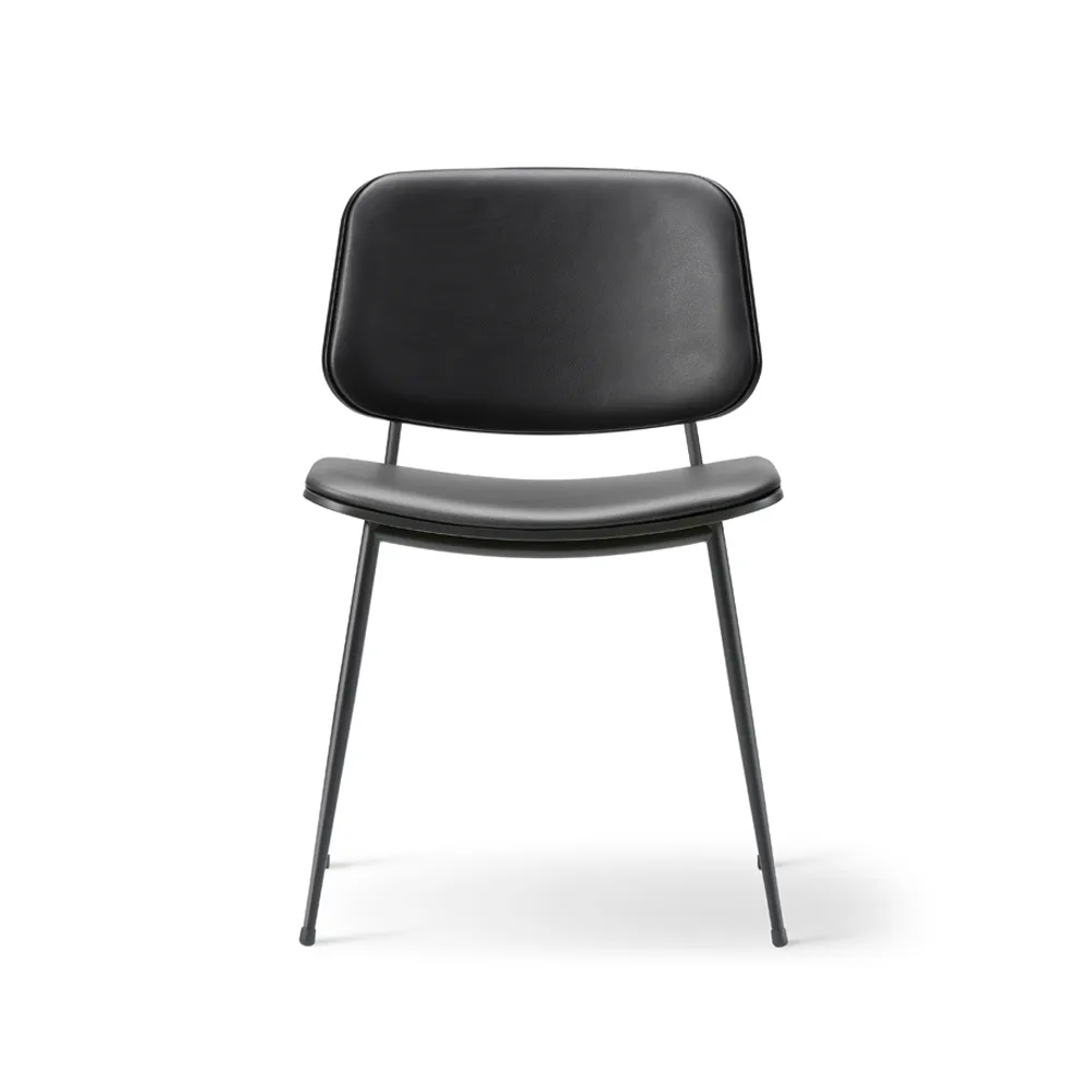 Søborg 3062 Metal chair fully upholstered, Leather omni 301 black-black Fredericia Furniture