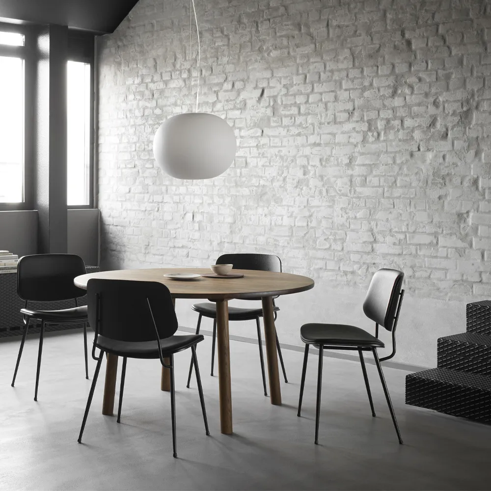Søborg 3062 Metal chair fully upholstered, Leather omni 301 black-black Fredericia Furniture