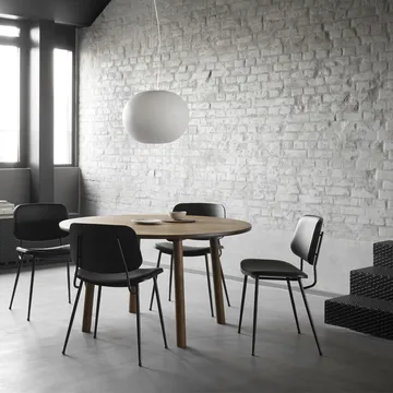 Søborg 3062 Metal chair fully upholstered - Leather omni 301 black-black - Fredericia Furniture