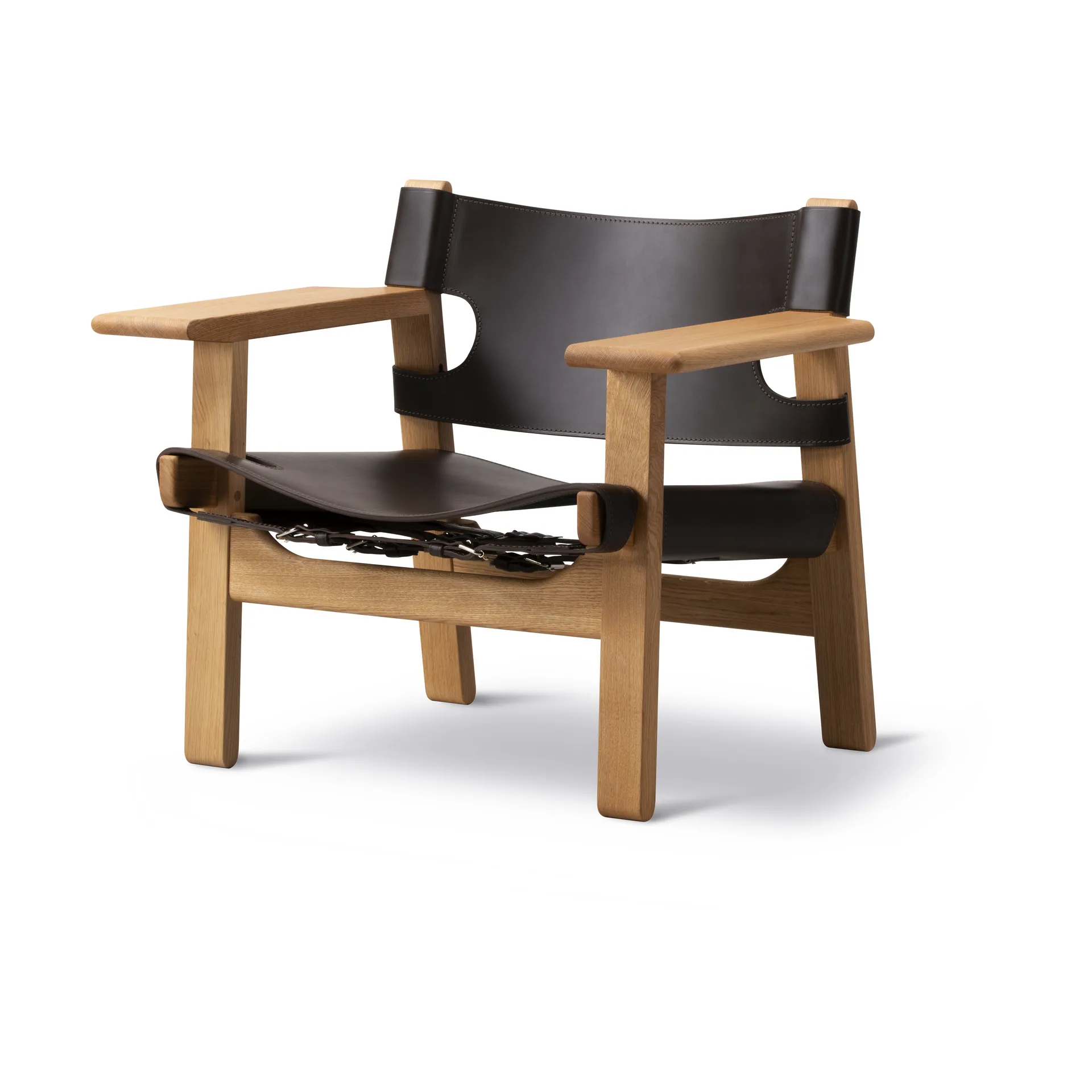 The Spanish armchair, Leather dark brown-oiled oak Fredericia Furniture