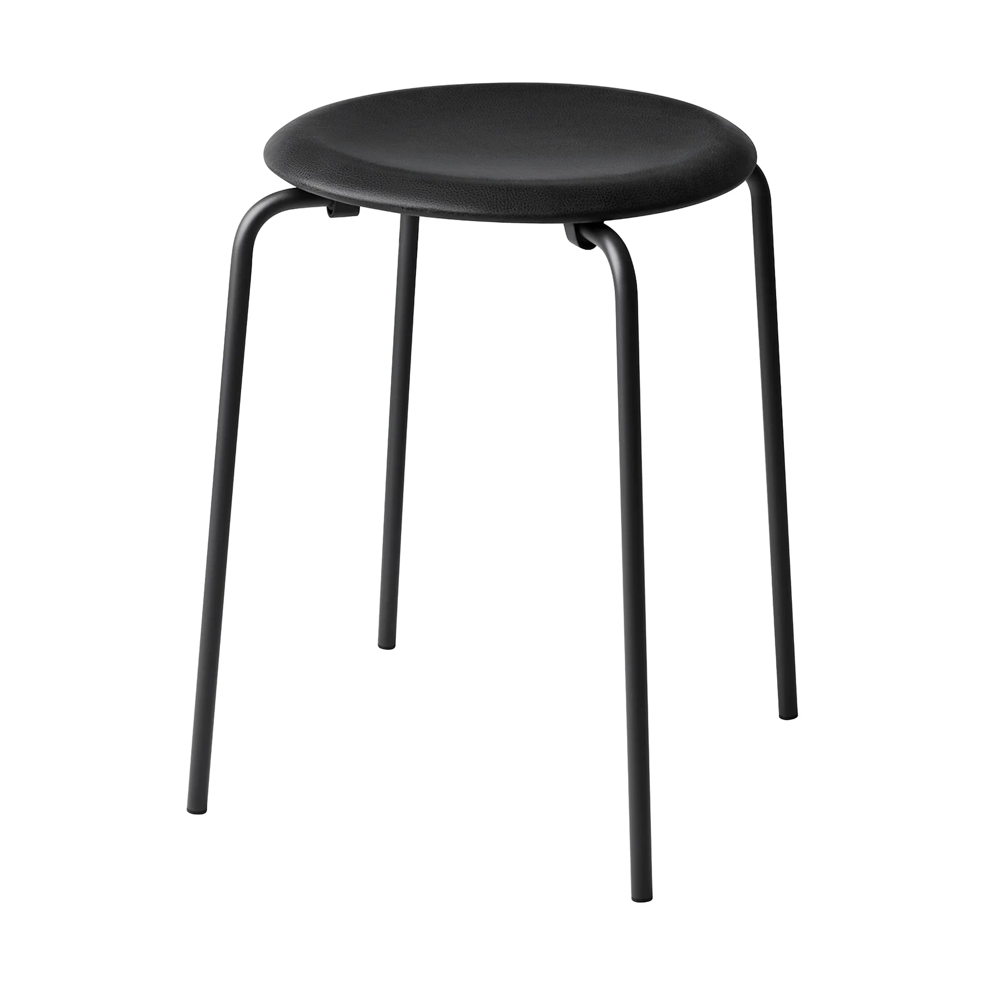 Dot stool leather, Essential black-matt black Fritz Hansen