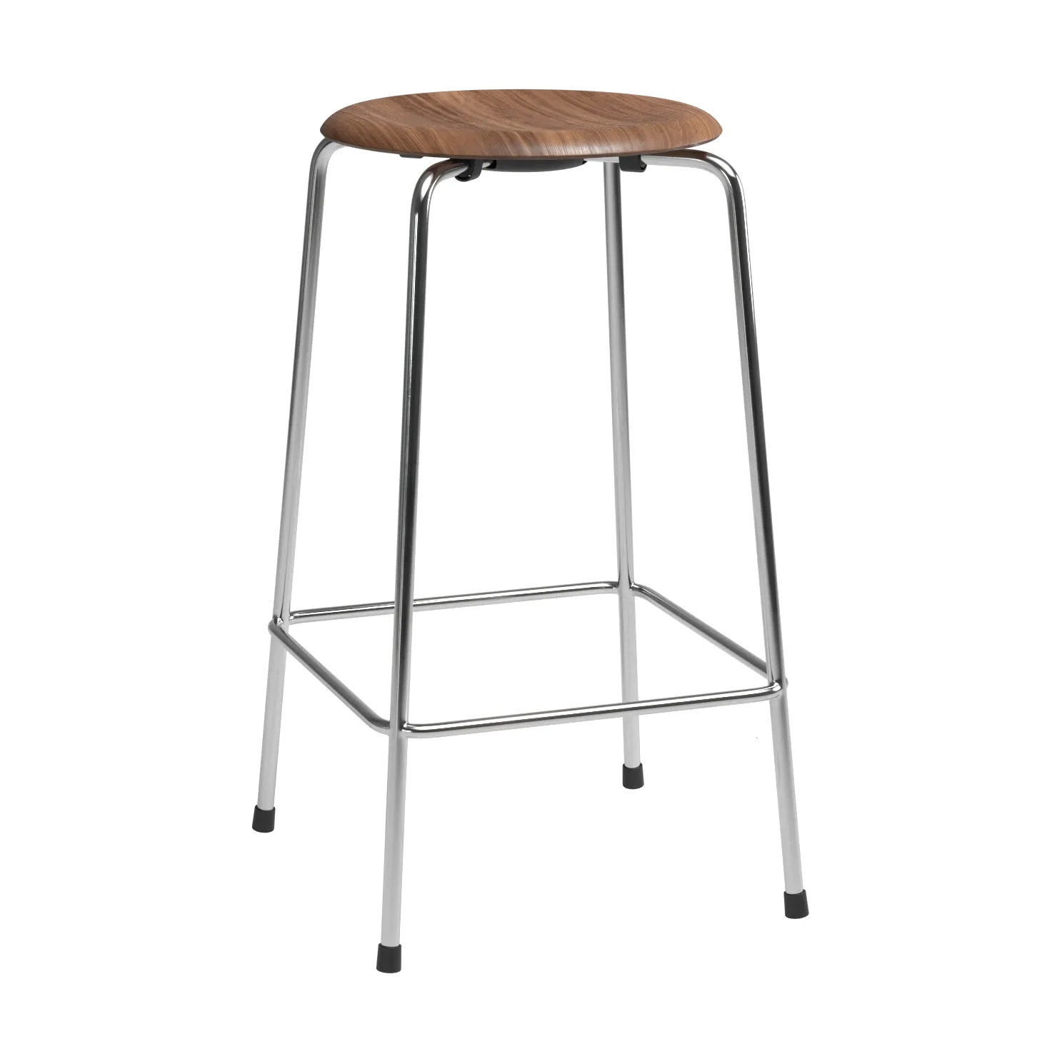 High Dot counter stool 4 legs, Walnut-chrome Fritz Hansen