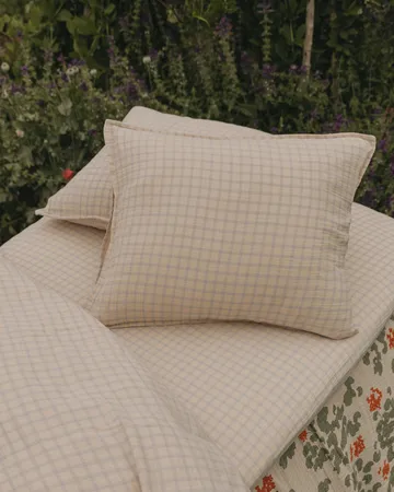 Gingham Sky Blue Muslin pillowcase - 50x75 cm - Garbo&Friends