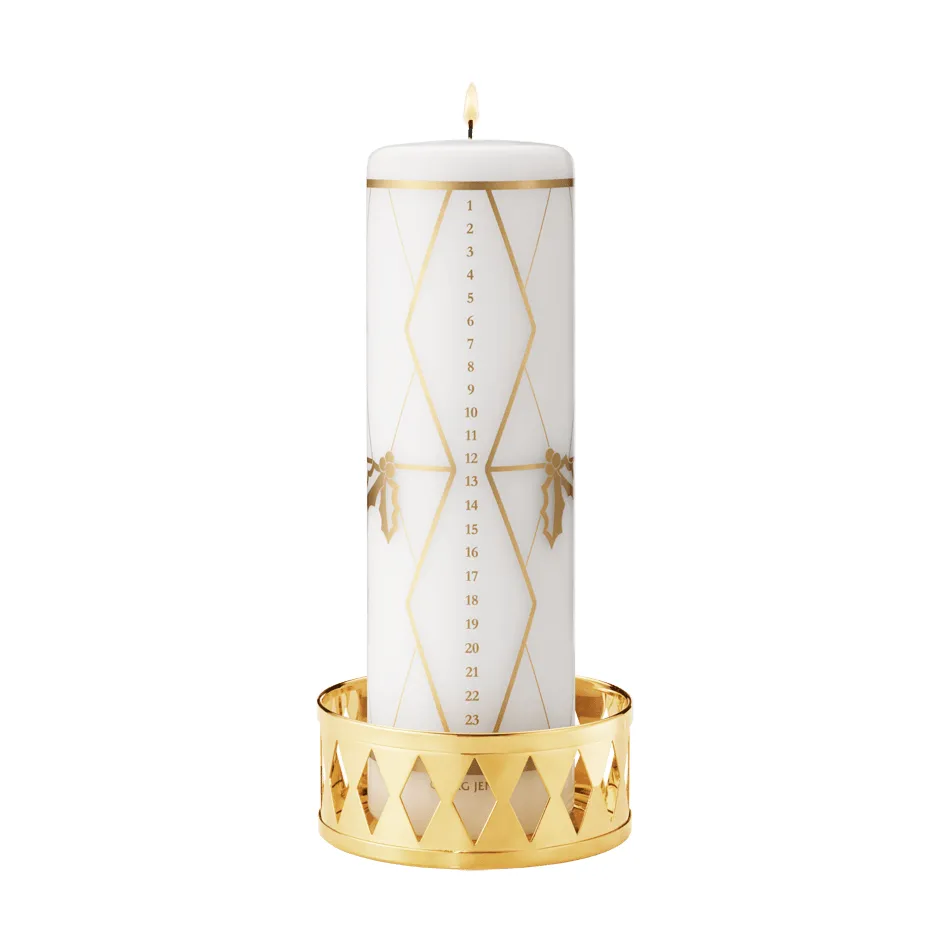2026 candle holder block candle, Gold Georg Jensen
