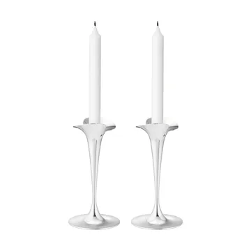 Bloom candlesticks for taper candles - Stainless steel, small, 2-pack - Georg Jensen