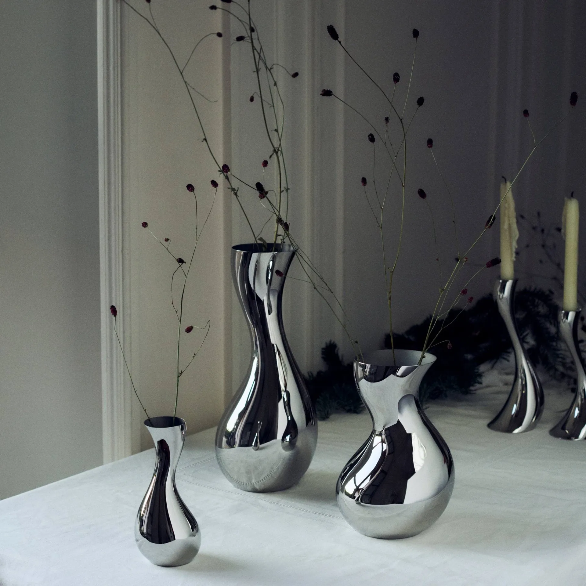 Cobra vase, Stainless steel, medium Georg Jensen