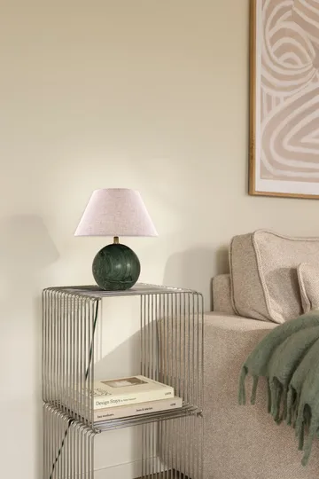 Castello 24 table lamp - Dark green marble, white shade - Globen Lighting