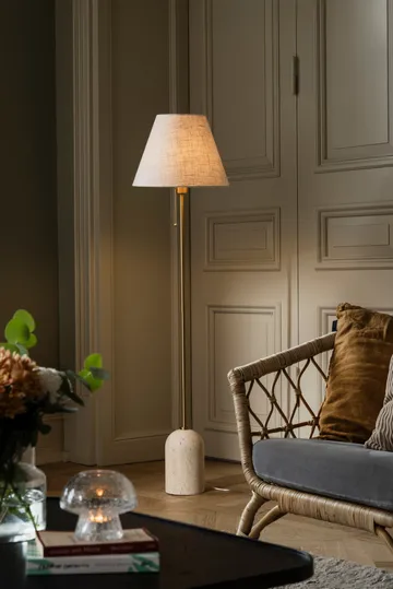 Gino floor lamp - Beige travertine - Globen Lighting