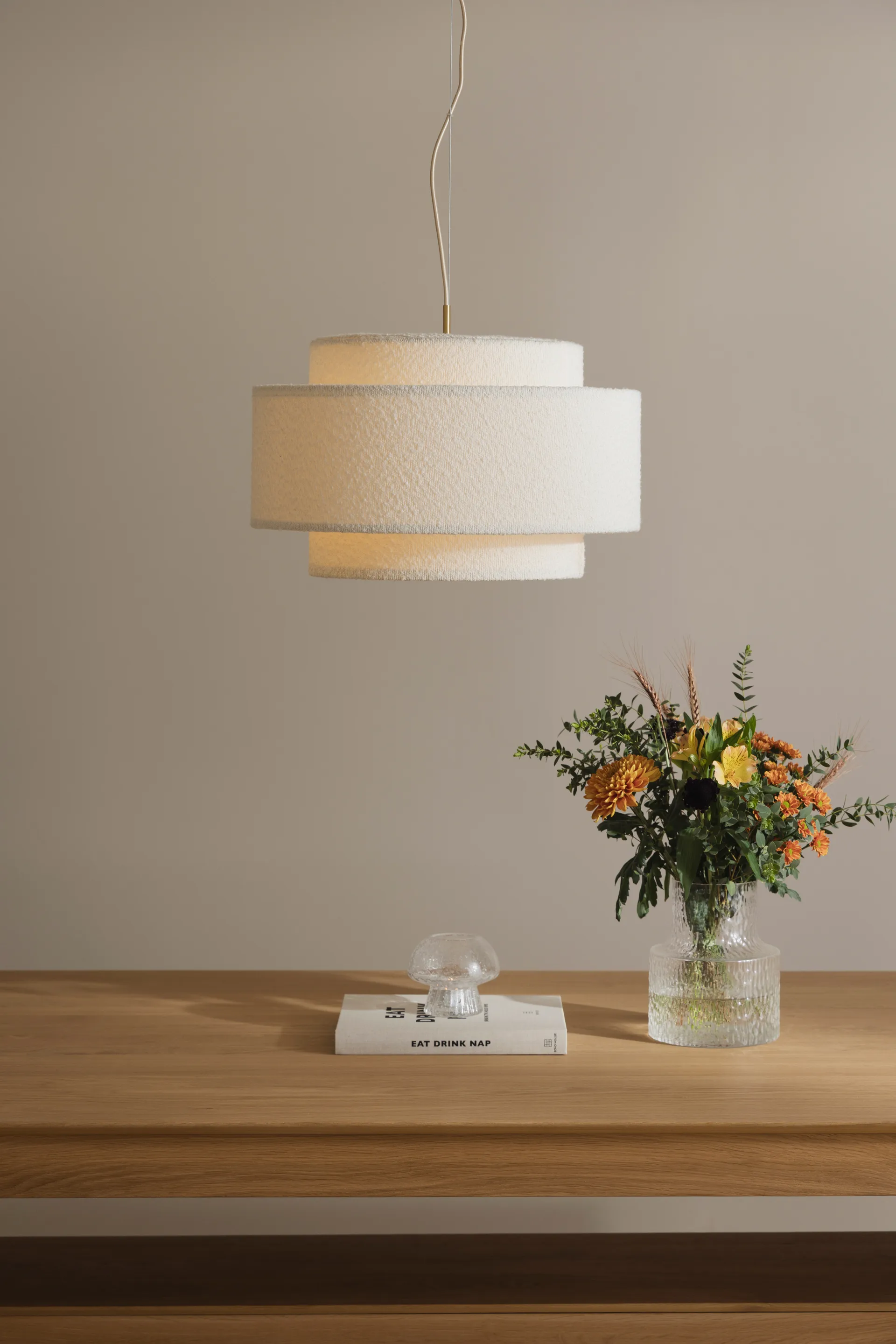 Noah pendant Ø50 cm, Bouclé white Globen Lighting