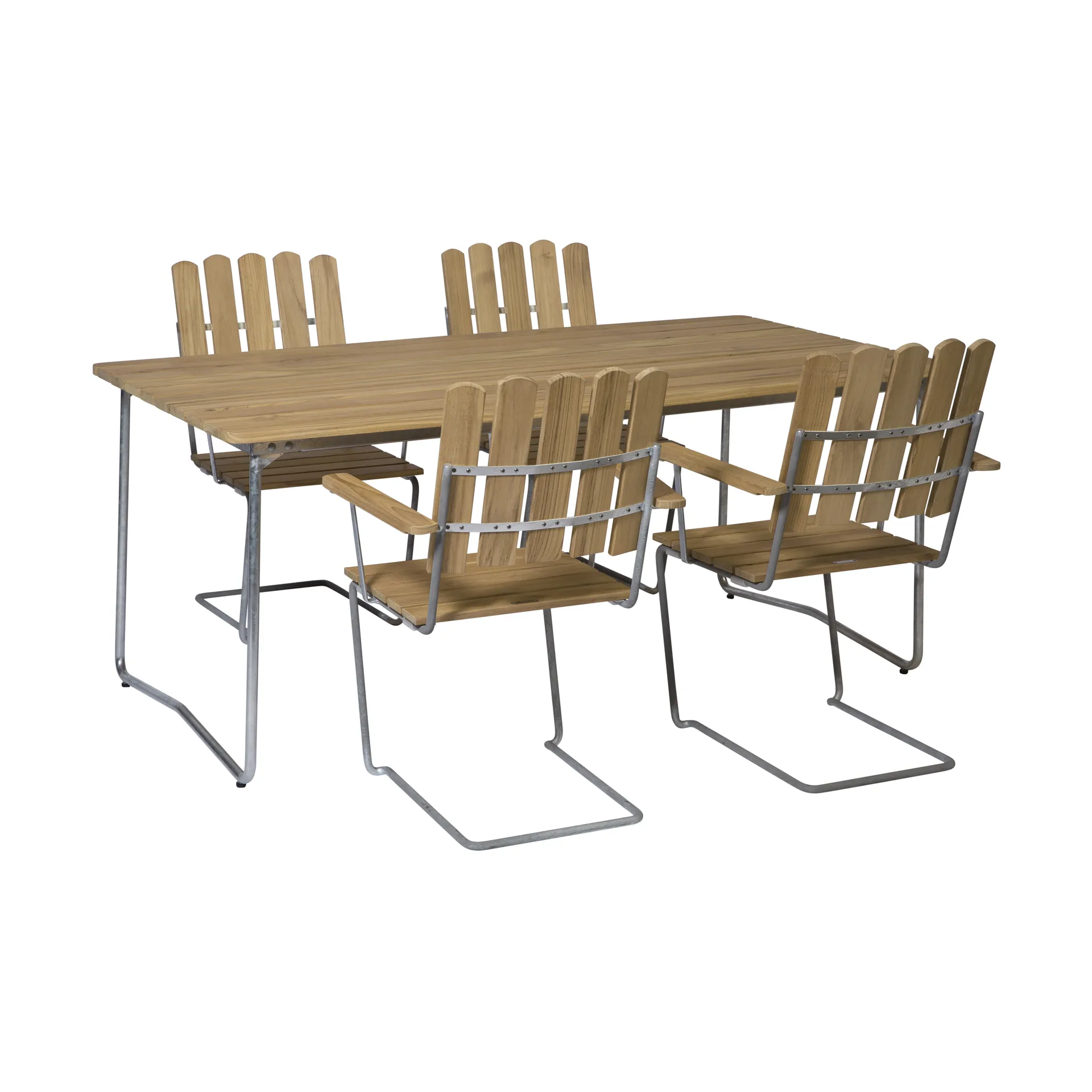 Grythyttan dining set oak B31 170cm + 4pcs A2,  Grythyttan Stålmöbler