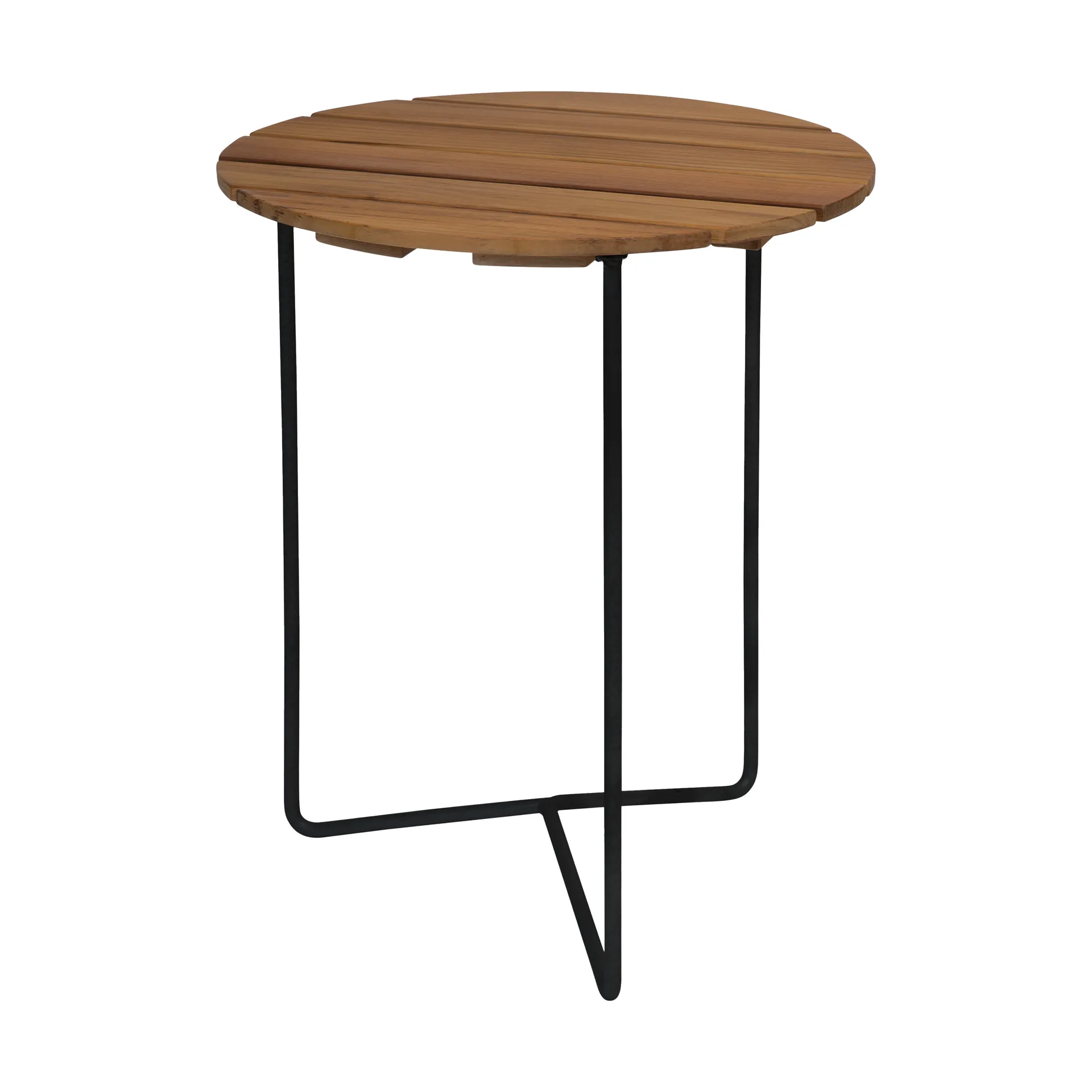 Table 6B table, Untreated teak-black, Ø60 cm Grythyttan Stålmöbler