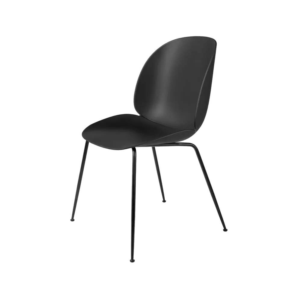 Beetle chair, Black, black chromed steel legs GUBI