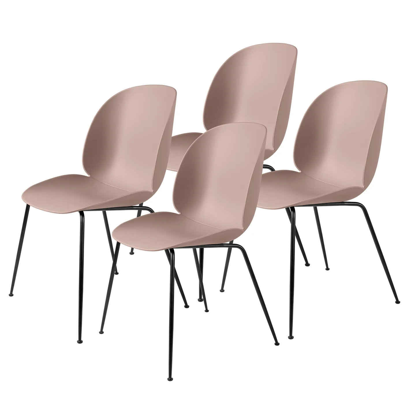 Beetle chair black legs 4-pack, sweet pink GUBI
