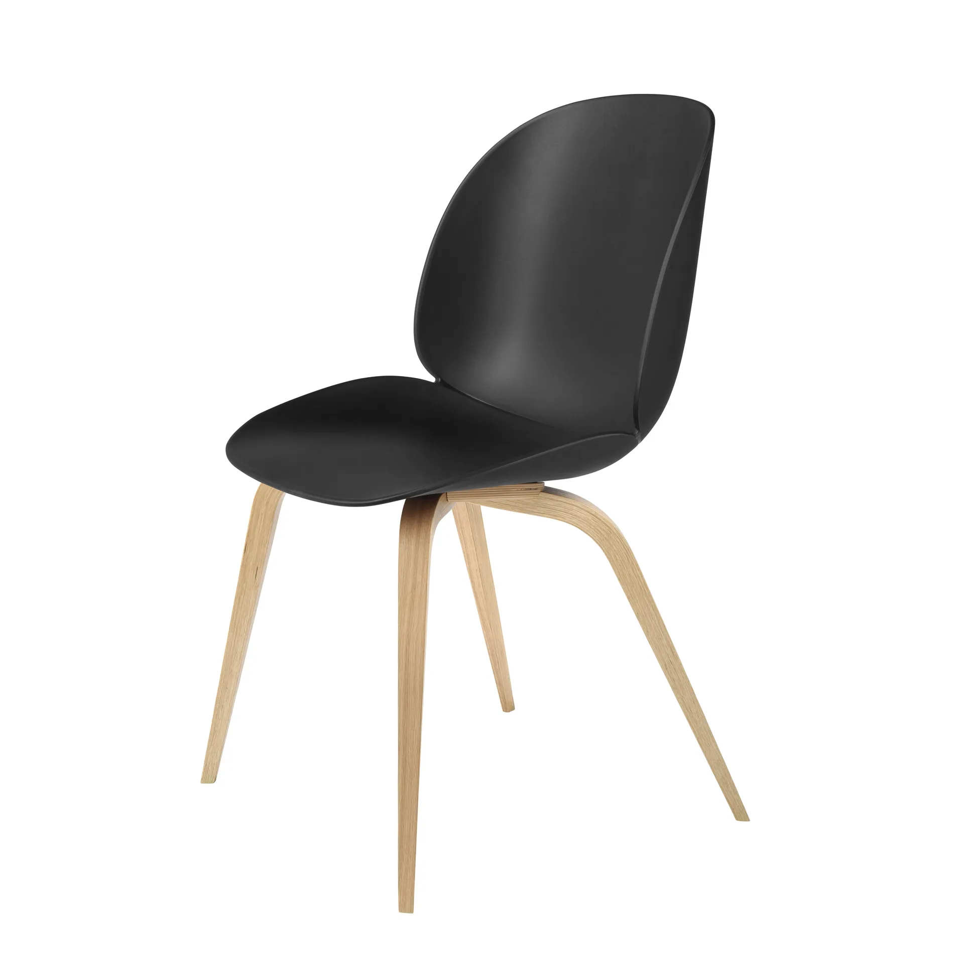 Beetle chair plastic with oak legs, Black GUBI