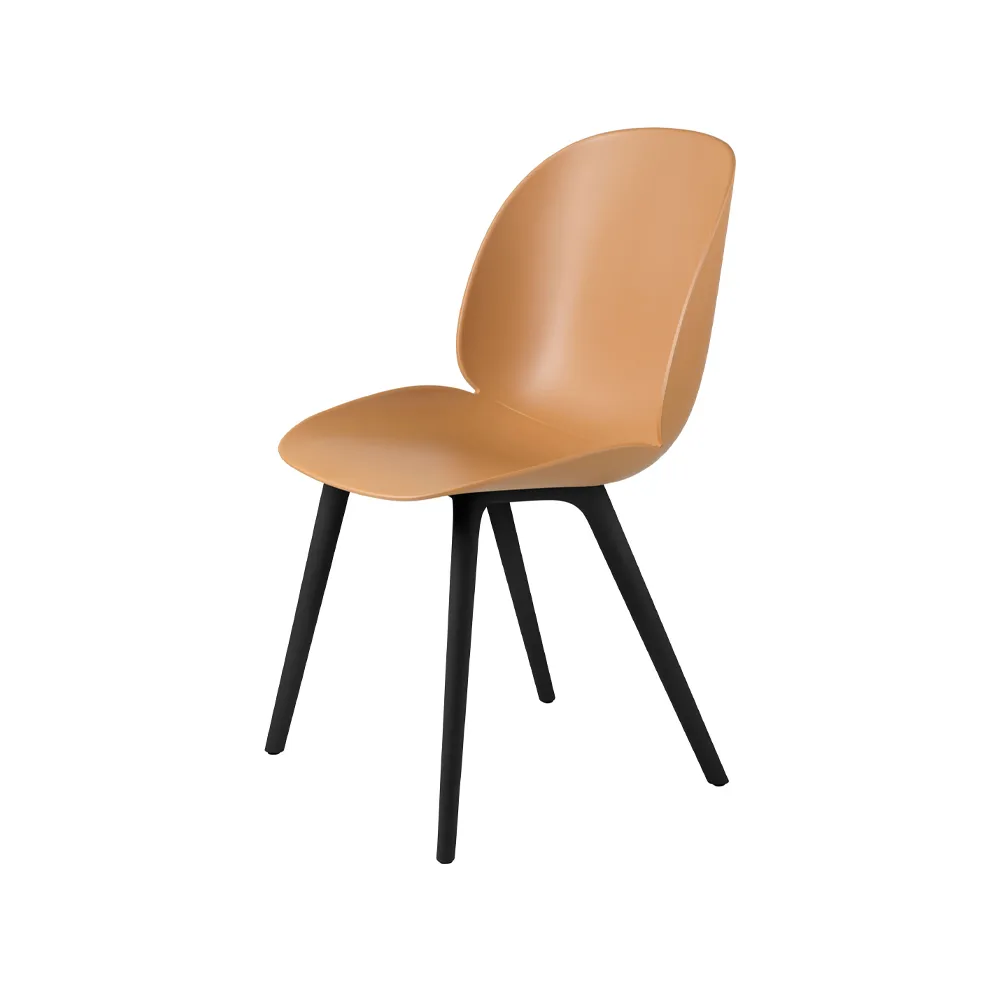 Beetle Plastic chair, Amber brown, black leg GUBI