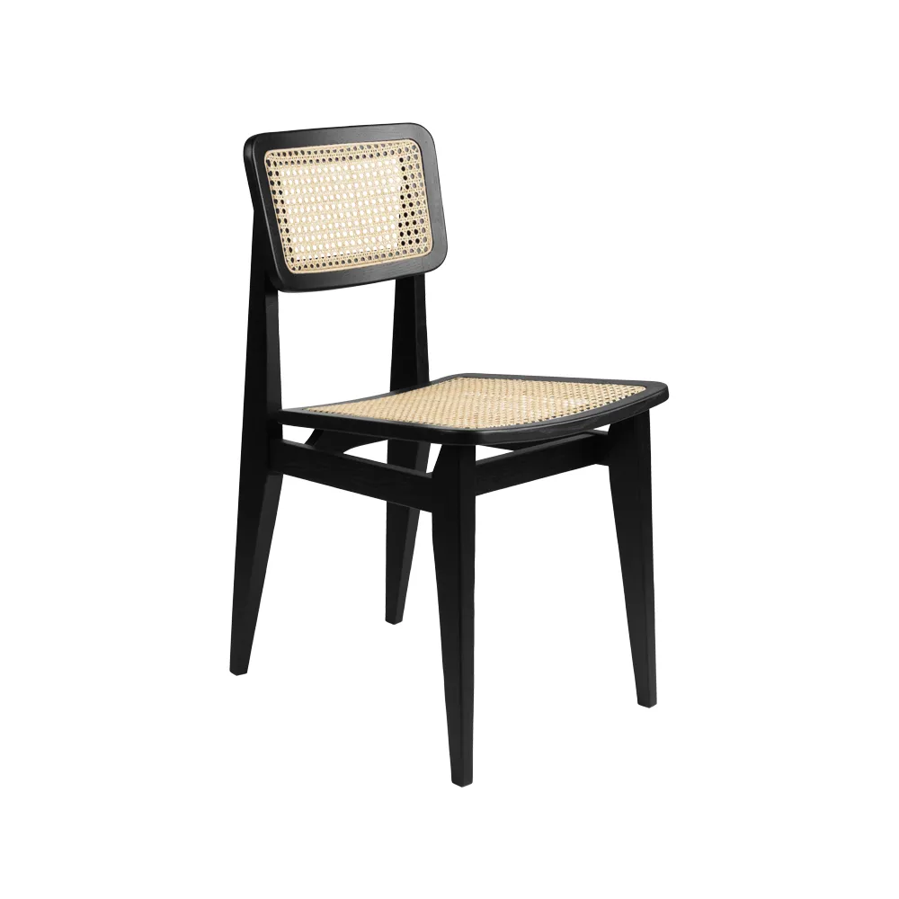 C-Chair chair, Black stained oak, rattan GUBI