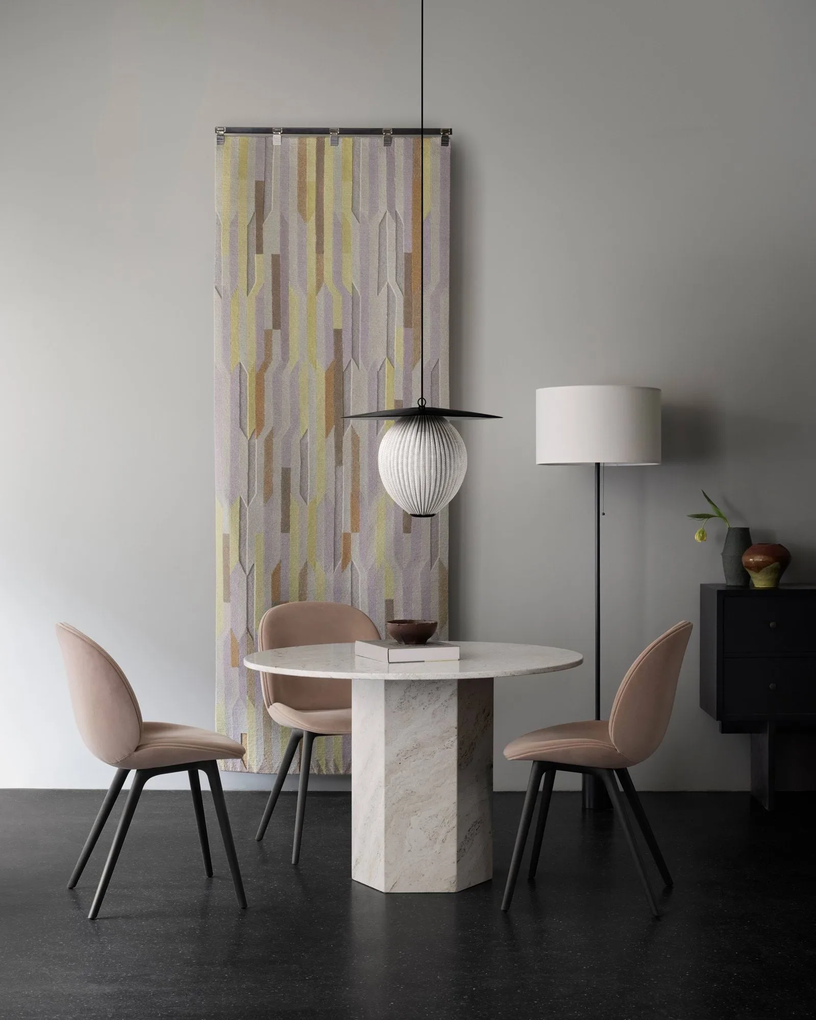 Gravity floor lamp, Emerald marble-white GUBI