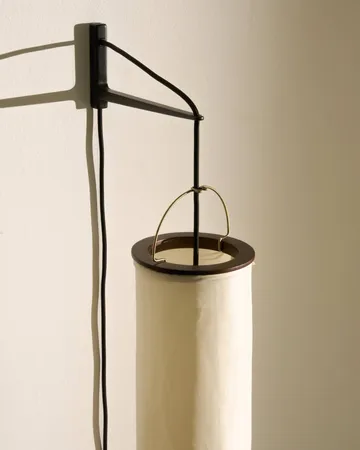 Silk Lantern wall lamp - Natural white silk-semi matt black - GUBI