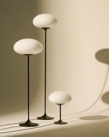 Stemlite Table lamp - Pebble grey-opal glass, 42 cm - GUBI
