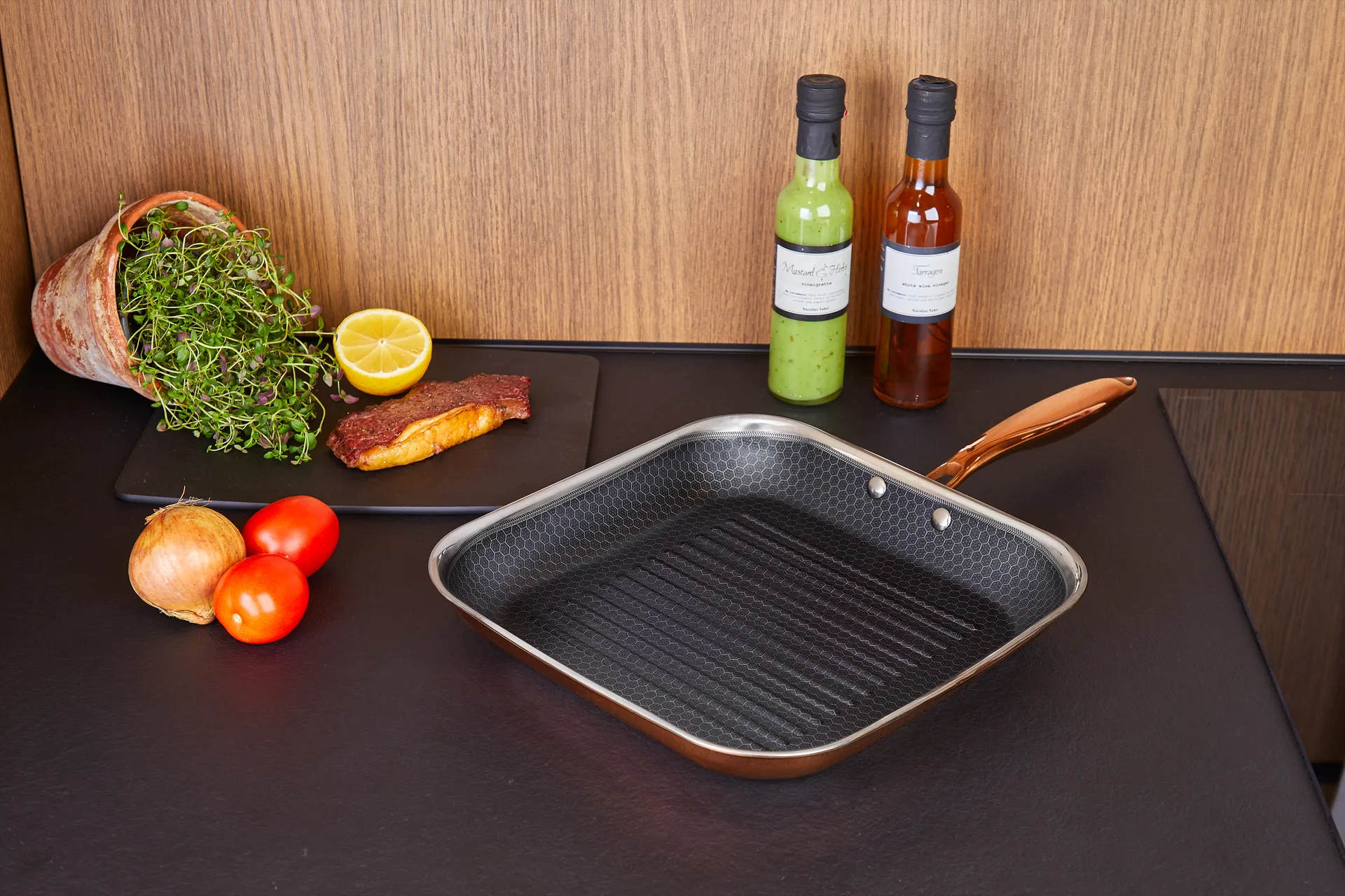 Hâws Santo hybrid coating grill pan 28 cm, Rose Gold Hâws