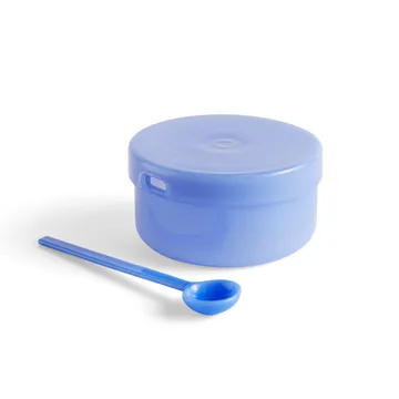 Borosilicate bowl with lid and spoon - Jade light blue - HAY