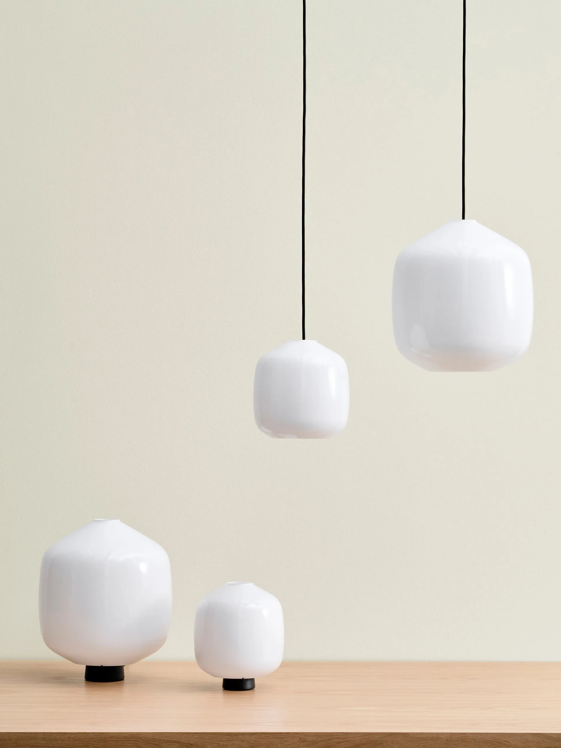 Buoy pendant lamp Ø20 cm, Opal glass-anthracite blue HAY
