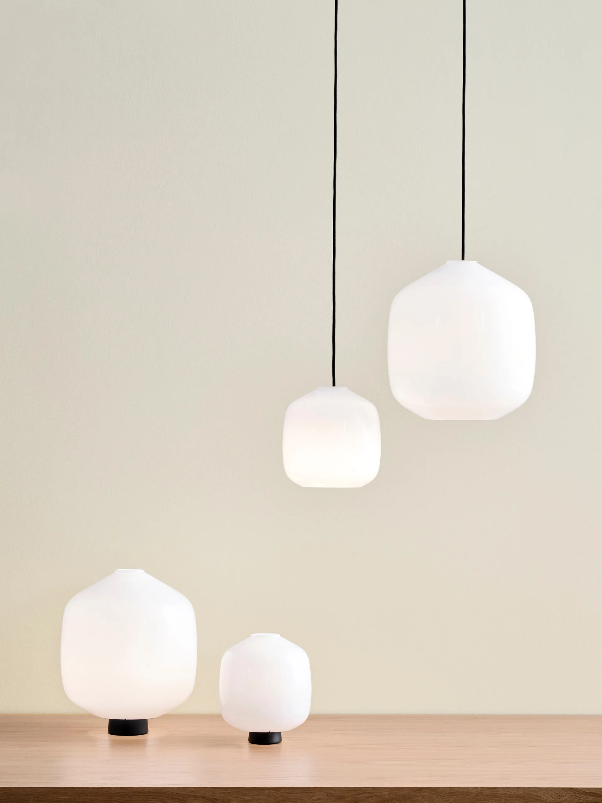 Buoy pendant lamp Ø30 cm, Opal glass-soft black HAY