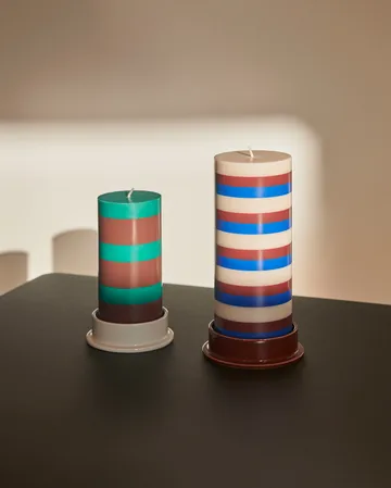 Column Candle block candle medium 20 cm - Off white-brown-blue - HAY