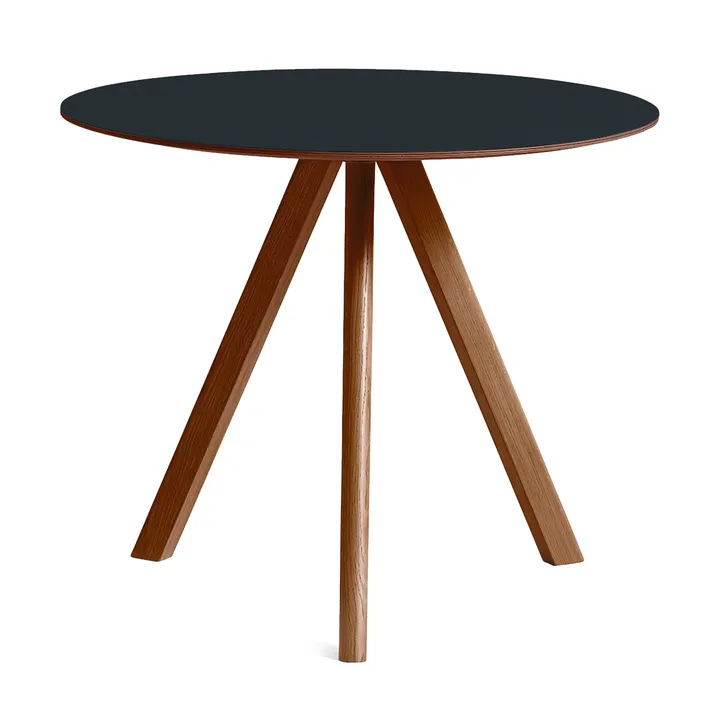 CPH20 2.0 dining table Ø90 cm - Black laminate-walnut - HAY