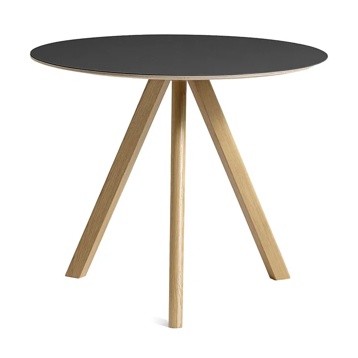 CPH20 2.0 dining table Ø90 cm - Black linoleum-lacquered oak - HAY