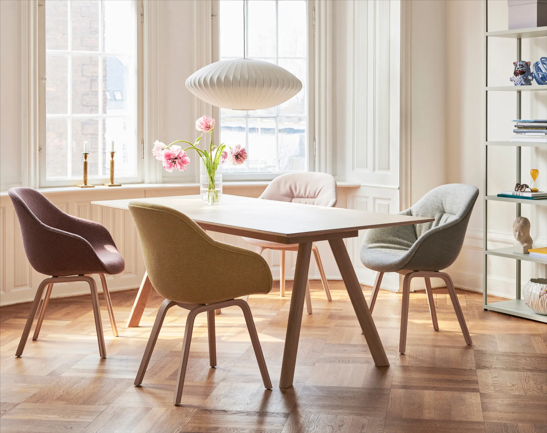 CPH30 2.0 dining table 90x250 cm, Off white linoleum-lacq. oak HAY