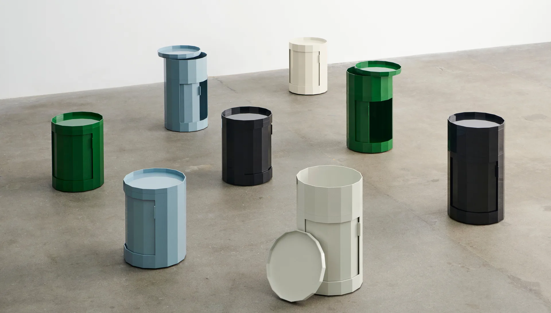 Facet Cabinet 100 side table, Misty blue HAY