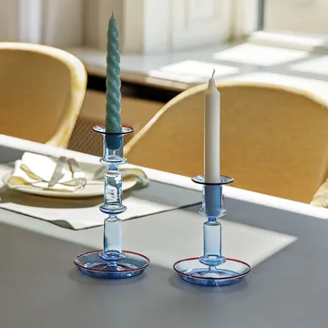 Flare medium candle sticks - light blue-red - HAY