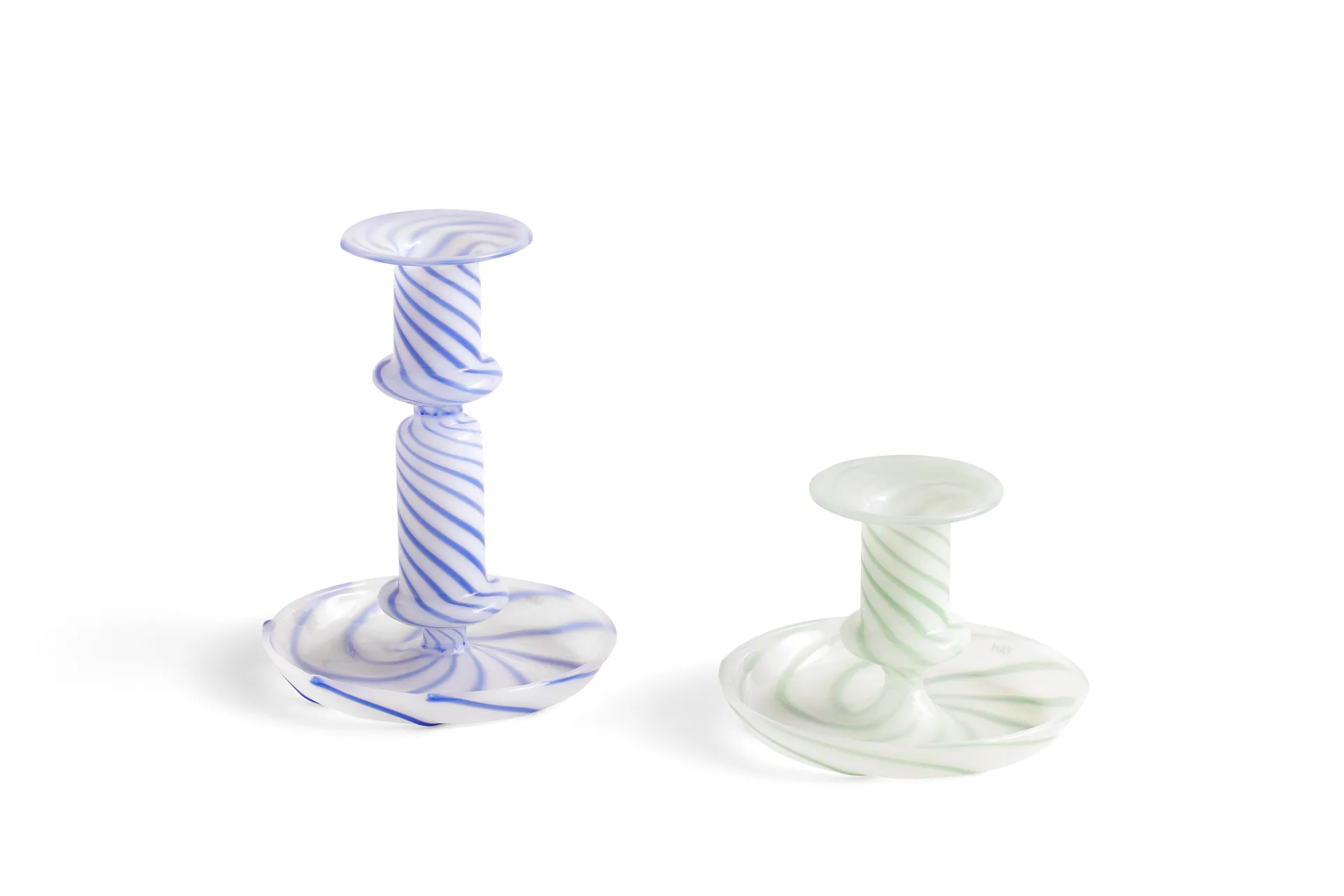 Flare Stripe medium candle sticks, Blue-white HAY