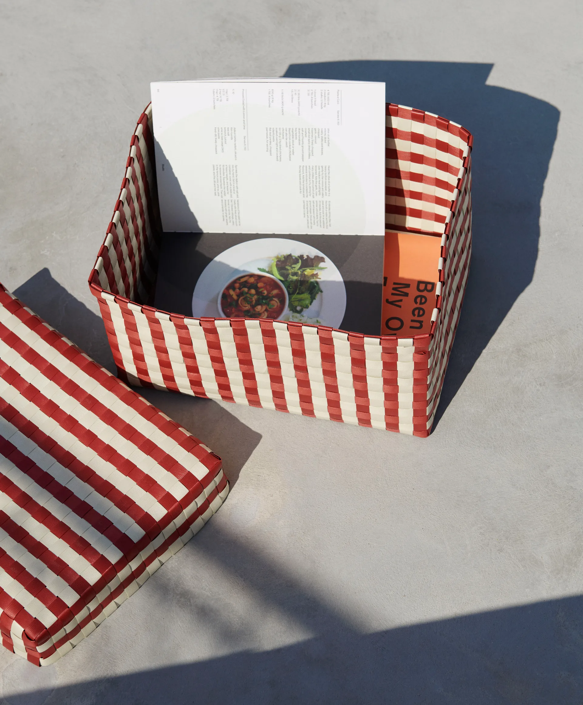 Maxim Stripe Box storage box L 26.5x35.5 cm, Red-sand HAY