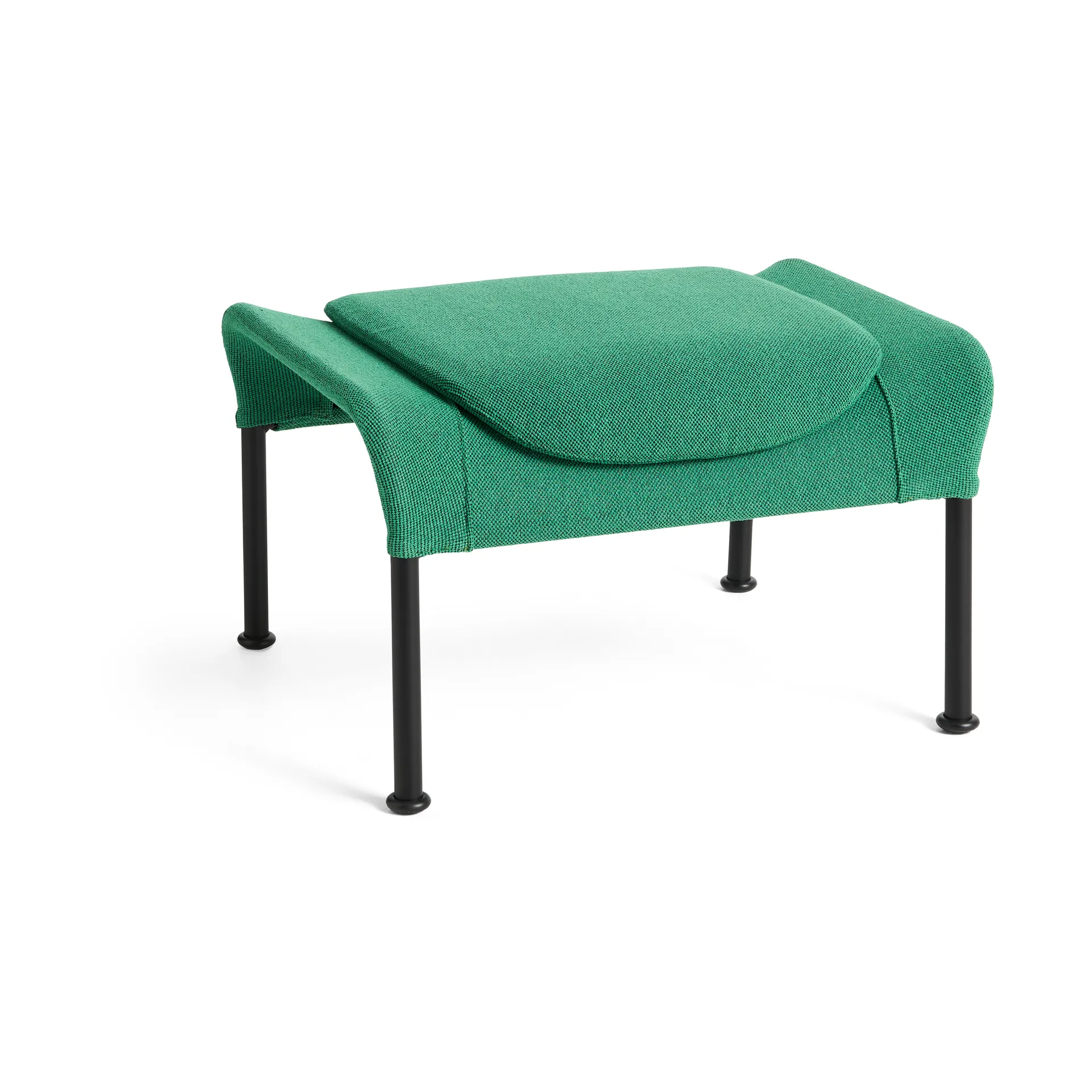 O2 Ottoman footstool, Soft green-black lacquered steel HAY