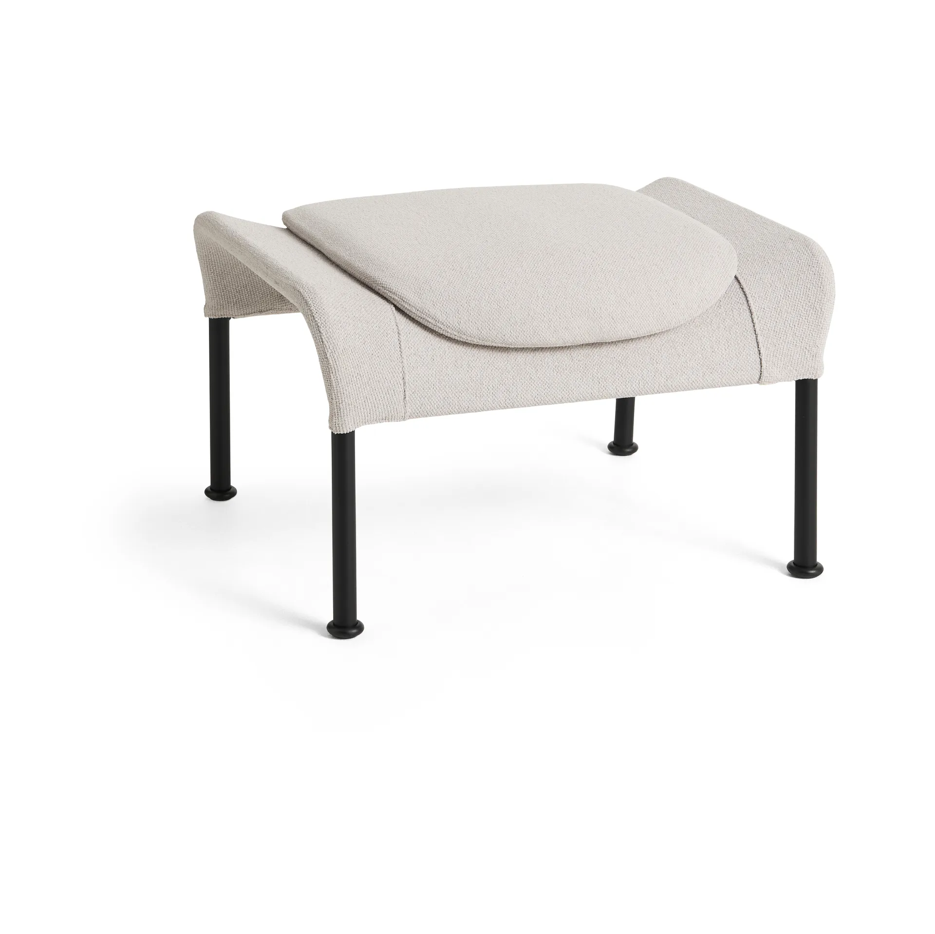 O2 Ottoman footstool, Soft light grey-black lacquered steel HAY