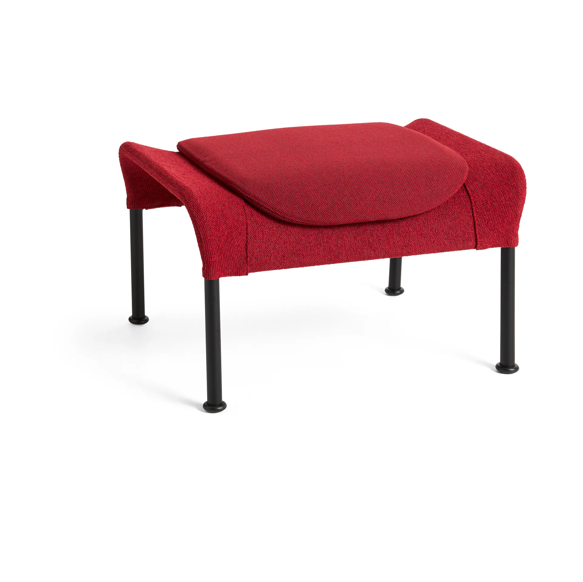 O2 Ottoman footstool, Soft red-black lacquered steel HAY